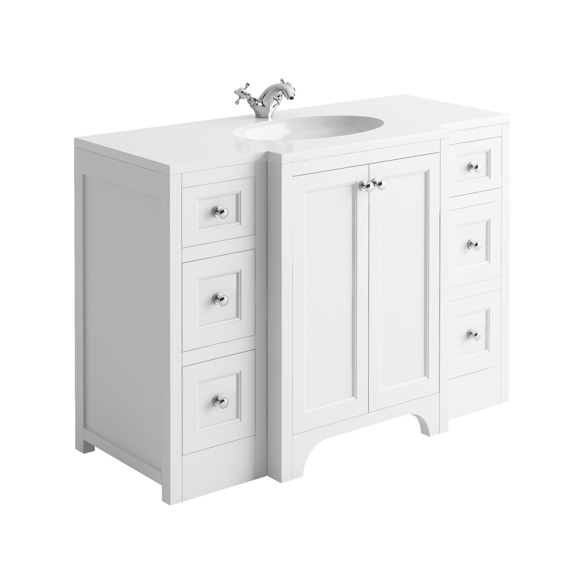 Harrogate Brunswick 1200mm Vanity Unit And White Solid Surface Basin Arctic White 15777 