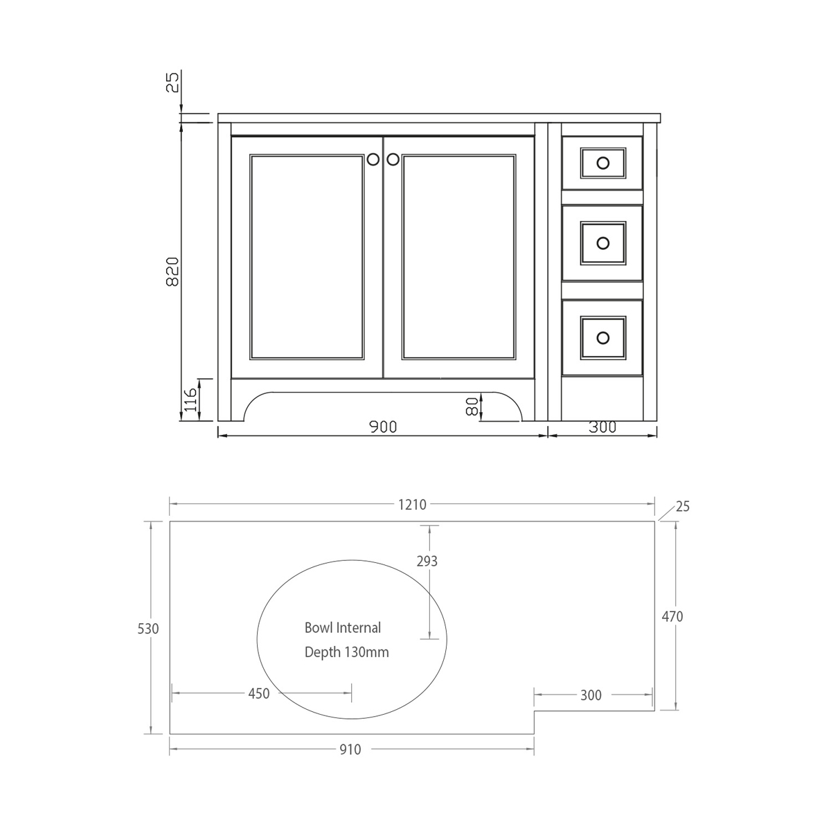 Harrogate Brunswick 1200mm Left Hand Return Vanity Unit & Carrara White ...