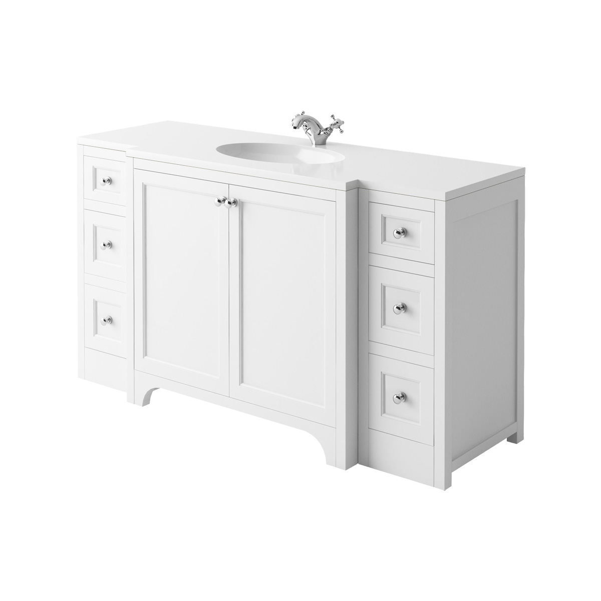 Harrogate Brunswick 1500mm Vanity Unit And White Solid Surface Basin Arctic White 15804 