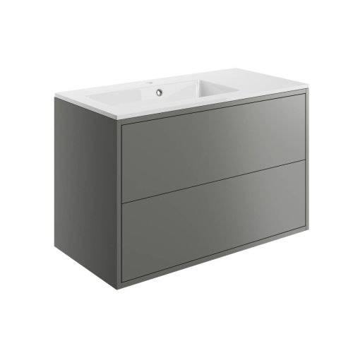 Moods Bathrooms To Love Perla 900mm Wall Hung Vanity Unit & Basin - Matt Grey (20499)