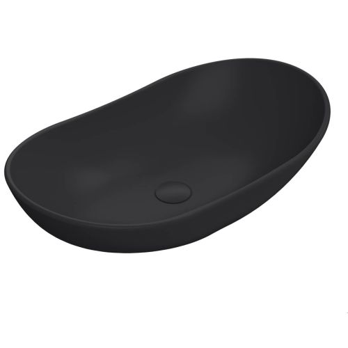 Nuie 615mm Counter Top Basin - Matt Black (22164) White Ceramic - Bathshack