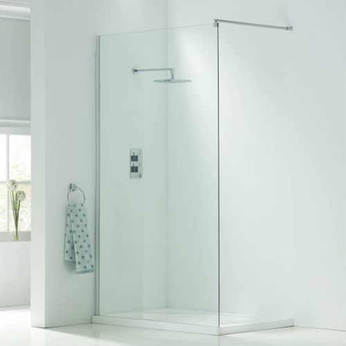 Kiimat Aqua 1100 x 2000mm Wetroom Panel (2833) Chrome Aluminium & Glass ...