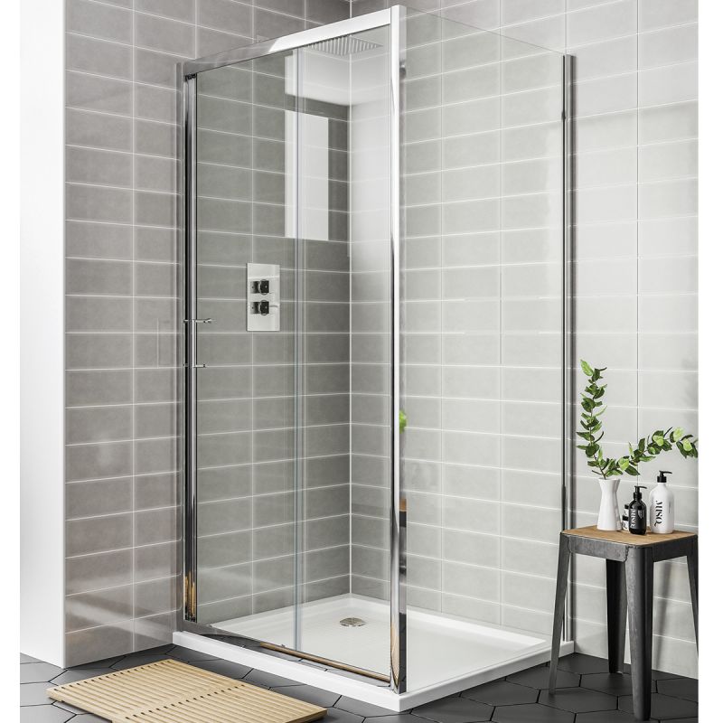 April 1000mm Sliding Shower Door - Assembled Chrome - Bathshack