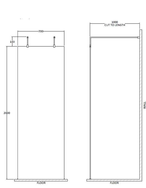 Hudson Reed 700mm Wetroom Screen with Arms and Feet - Matt Black ...