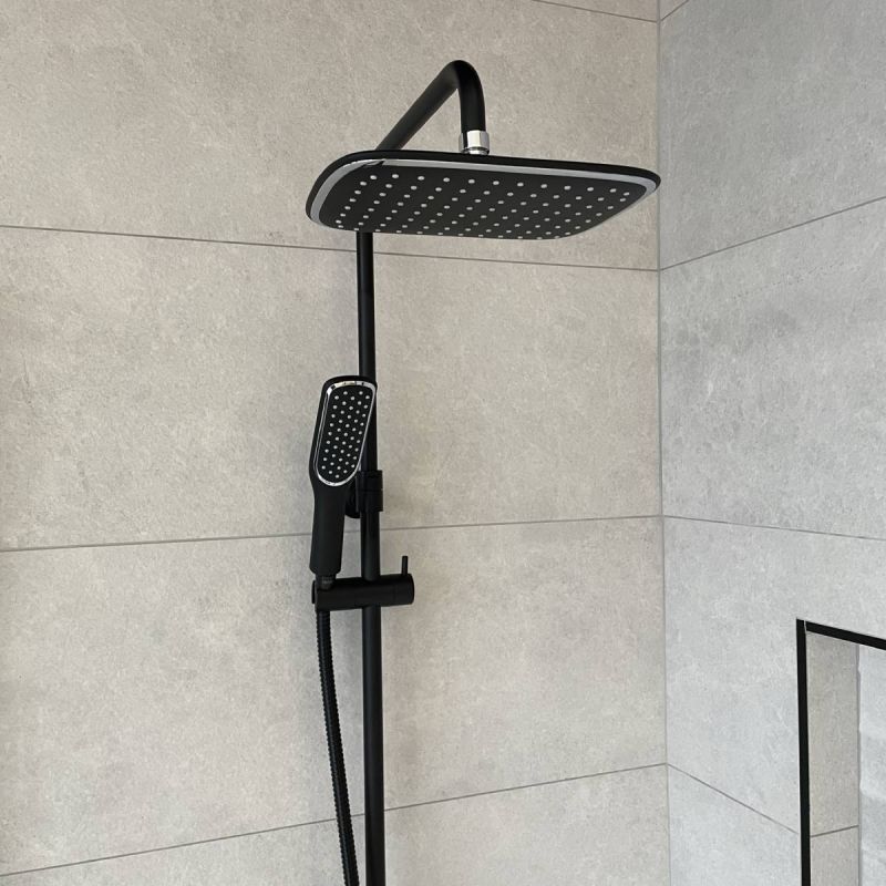 Push Button Bar Diverter Mixer Shower - Black