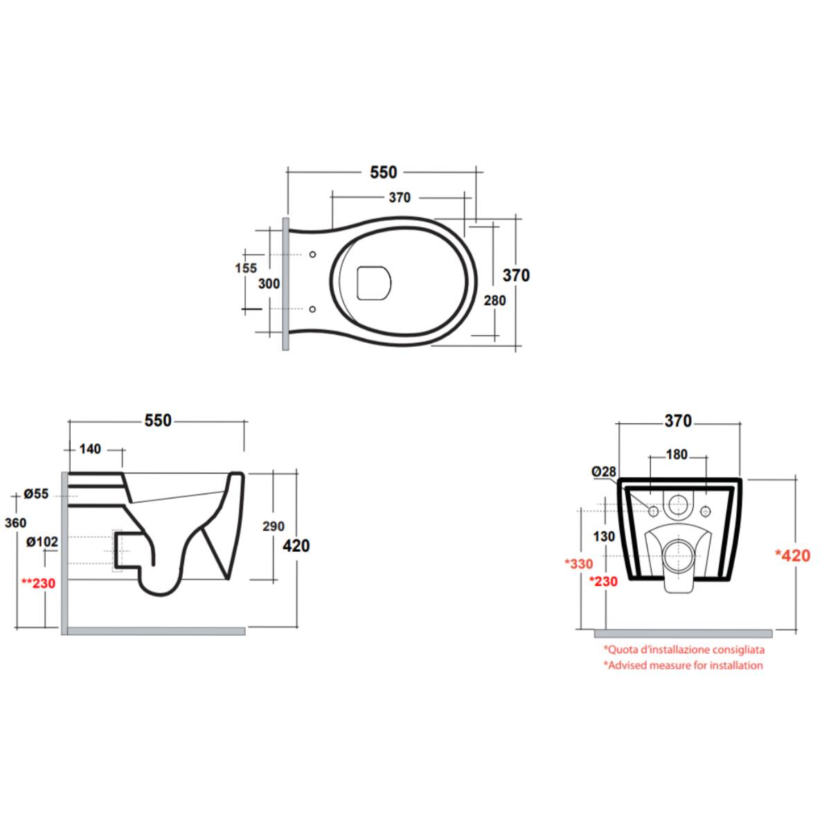 Olympia Formosa 2.0 Rimless Wall Hung Toilet & Soft Close Seat (5883)